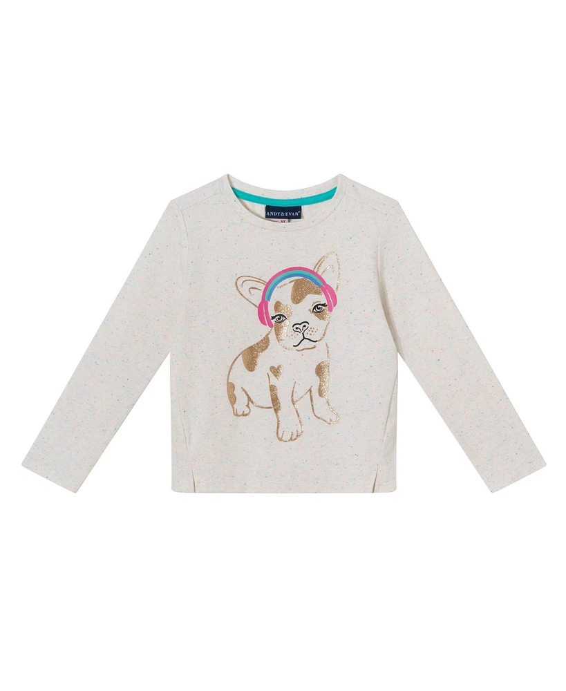 Andy & Evan Little Girls Toddler/Child Long Sleeve Puppy Tee