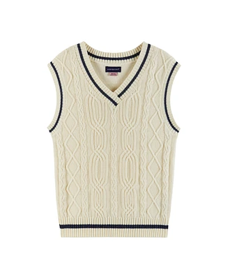 Andy & Evan Big Girls Cream Cable Knit Sweater Vest