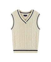 Andy & Evan Big Girls Cream Cable Knit Sweater Vest