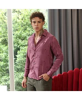 Campus Sutra Men's Rouge Pink Self-Design Floral Shirt