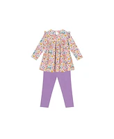 Andy & Evan Baby Girls Babydoll Dress w/Purple Legging Set