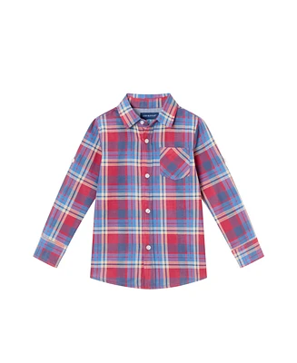 Andy & Evan Toddler Boys Toddler/Child Maroon Plaid Two Faced Buttondown Shirt