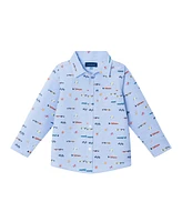 Andy & Evan Toddler Boys Toddler/Child Lt Blue Racecar Buttondown Shirt