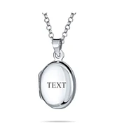 Bling Jewelry Petite Simple Plain Flat Oval Photo Lockets For Women That Hold Pictures Polished .925 Silver Locket Necklace Pendant Small