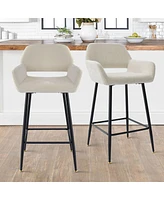 Maison Boucle 24" Counter Height Velvet Bar Stools Set of 2 with Back-Maison