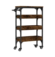 vidaXL Kitchen Trolley Smoked Oak 20.9"x7.9"x29.9" Engineered Wood