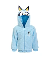 Bluey Boys Cozy Sherpa Zip Up Cosplay Hoodie to (2T - 10-12)