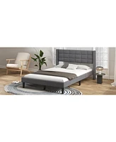 Slickblue Queen Size Upholstered Platform Bed with Support Legs