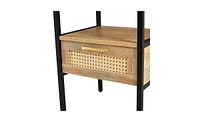 Slickblue Rattan End Table with Drawer for Stylish Storage