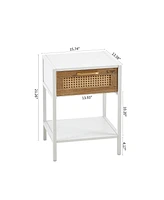 Slickblue Rattan End Table with Drawer for Versatile Storage