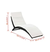 vidaXL Folding Sun Lounger with Cushion Poly Rattan