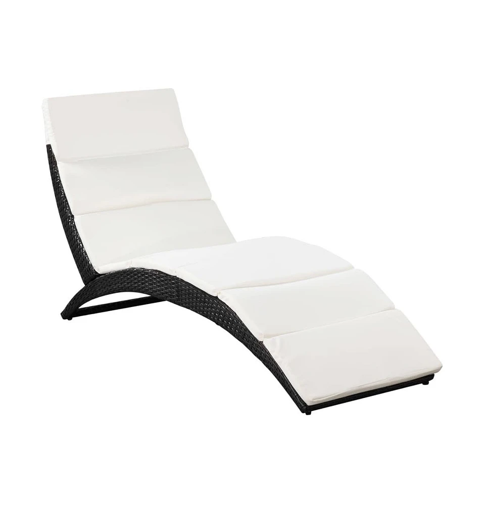 vidaXL Folding Sun Lounger with Cushion Poly Rattan