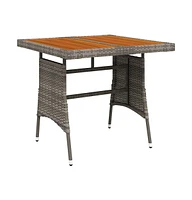 vidaXL Patio Table Gray 27.6"x27.6"x28.3" Poly Rattan & Solid Acacia Wood