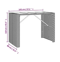 vidaXL Bar Table with Glass Top 57.1"x31.5"x43.3" Poly Rattan