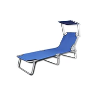 vidaXL Folding Sun Lounger with Canopy Steel and Fabric