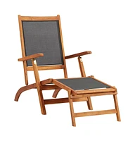 vidaXL Patio Deck Chair Solid Acacia Wood and Textilene