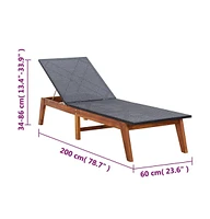 vidaXL Sun Lounger with Table Poly Rattan and Solid Acacia Wood