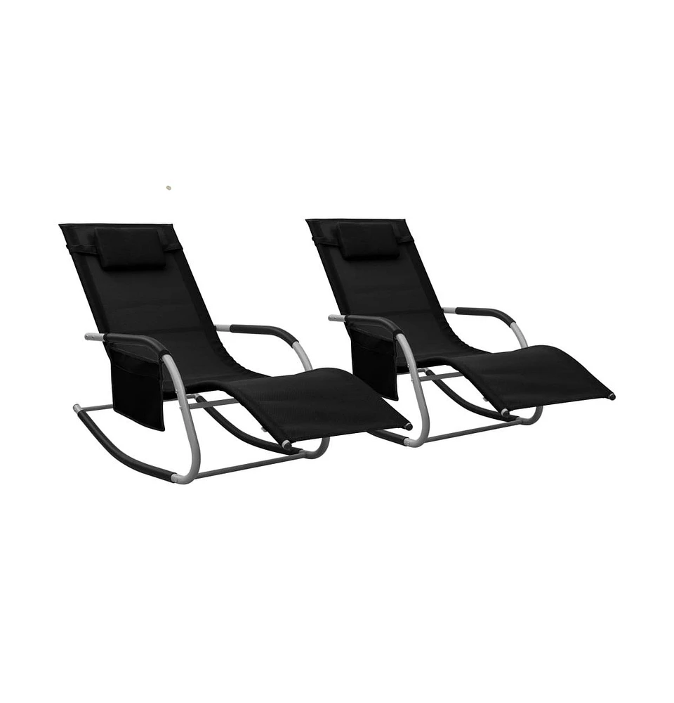 vidaXL Sun Loungers 2 pcs Textilene and Gray