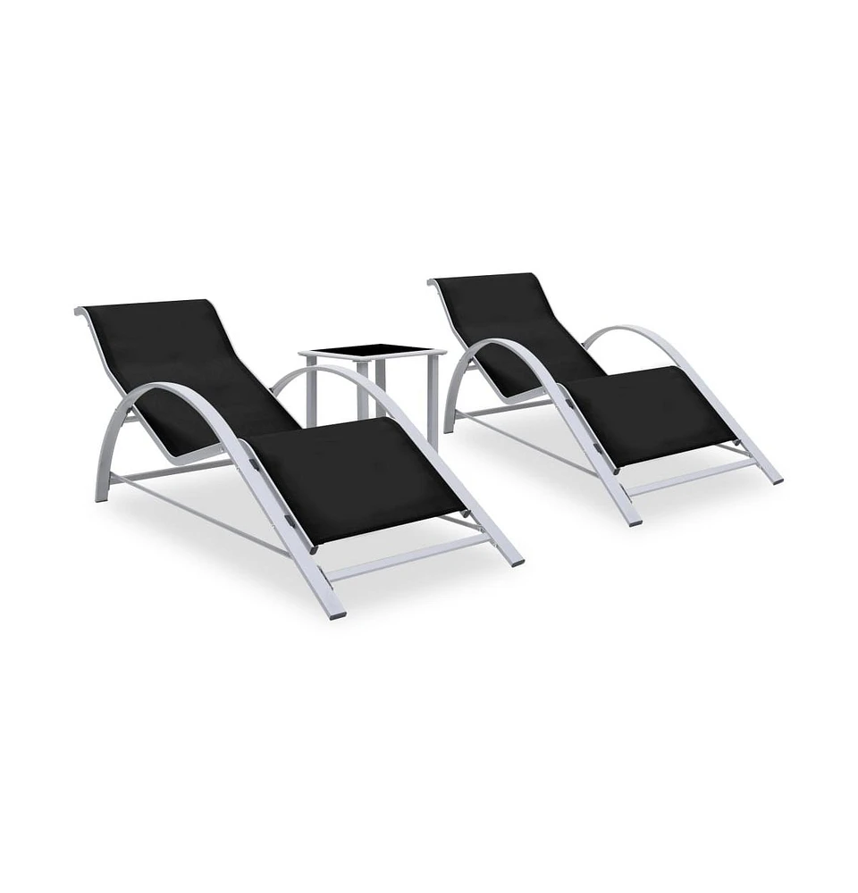 vidaXL Sun Loungers 2 pcs with Table Aluminum