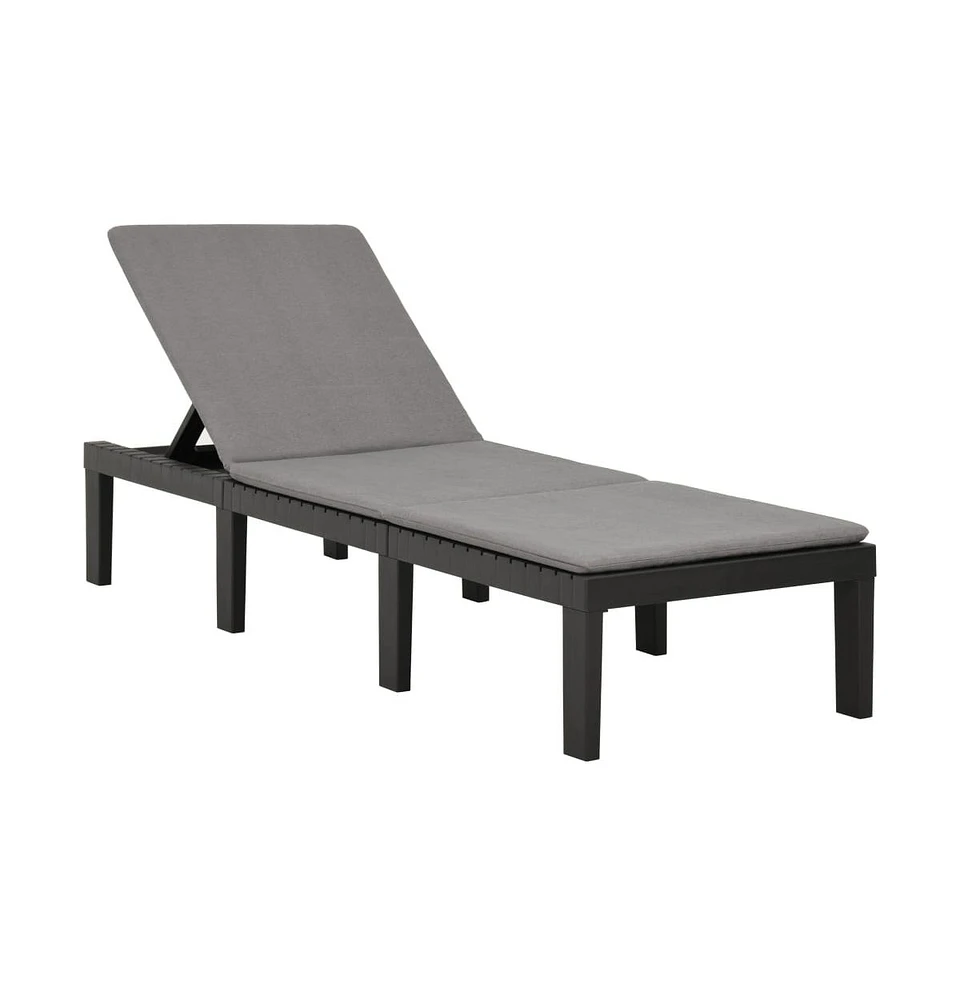 vidaXL Sun Lounger with Cushion Plastic Anthracite