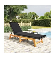 vidaXL Sun Lounger with Cushion Poly Rattan and Solid Wood Acacia