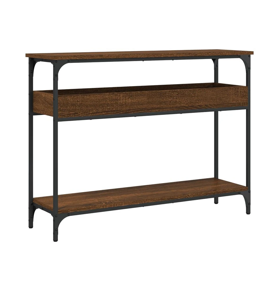 vidaXL Console Table with Shelf Brown Oak 39.4"x11.4"x29.5" Engineered Wood