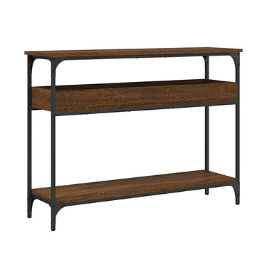 vidaXL Console Table with Shelf Brown Oak 39.4"x11.4"x29.5" Engineered Wood