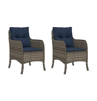 vidaXL Patio Chairs with Cushions 2 pcs Gray Poly Rattan