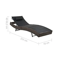 vidaXL Sun Lounger Poly Rattan and Textilene Brown