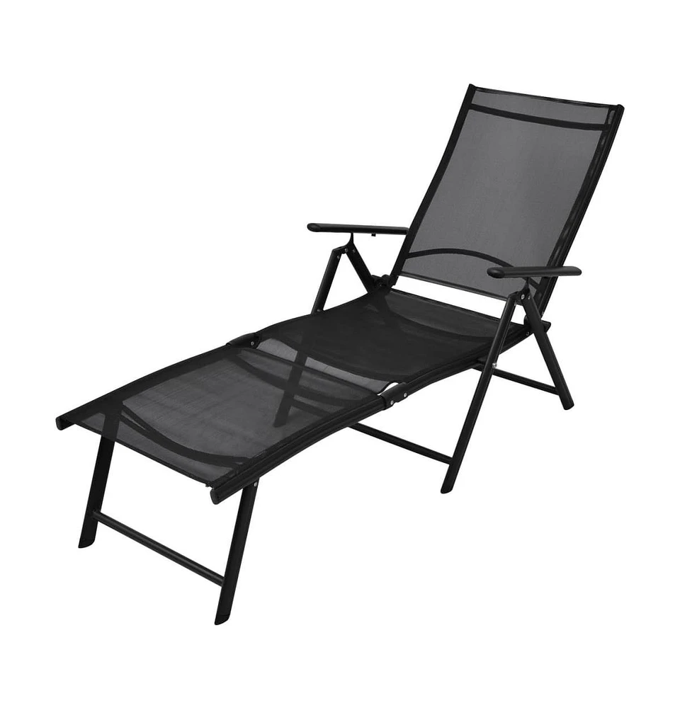 vidaXL Folding Sun Lounger Aluminum Black