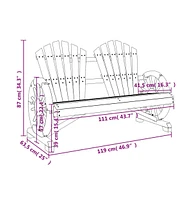 vidaXL Patio Adirondack Chair 2-Seater Solid Wood Fir