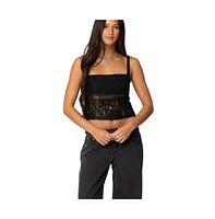 Edikted Women's Gwyn Mixed Lace Top