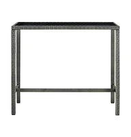 vidaXL Patio Bar Table Gray 51.2"x23.6"x43.3" Poly Rattan and Glass