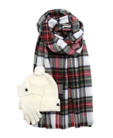 Lauren Ralph Woven Scarf, Knit Glove and Hat Boxed Gift Set