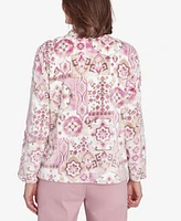 Alfred Dunner Women's Telluride Fuzzy Medallion Print Jacket