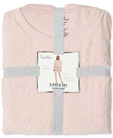 Roudelain Women's Packaged Textured Cable Jogger Pajama Set