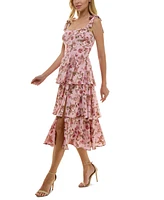 Trixxi Juniors' Floral Tiered Midi Dress