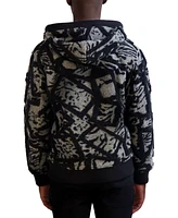 Karl Lagerfeld Paris Men's Abstract Mixed Media Fleece Jacket