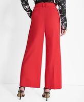 Dkny Petite High-Waisted Pleated Wide-Leg Pants