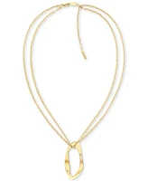 Calvin Klein Gold-Plated Stainless Steel Pave Sculptural Pendant Necklace, 18" + 2" extender