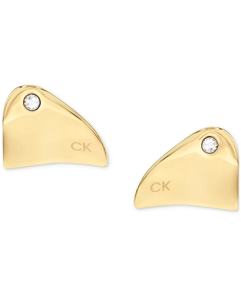 Calvin Klein Gold-Tone Stainless Steel Pave Stud Earrings