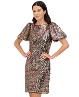 Eliza J Women's Sequined Puff-Sleeve Shift Dress