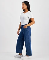 I.n.c. International Concepts Petite High-Rise Wide-Leg Jeans, Created for Macy's