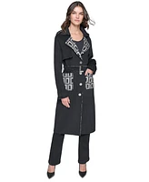 Karl Lagerfeld Paris Women's Monogram-Print Wool Coat