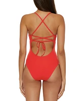 Becca Women's Fiesta Plunge-Neck One-Piece Swimsuit