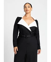 Eloquii Women's Tuxedo Knit Jumpsuit