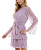 City Studios Juniors' Pleated Bell-Sleeve Dress