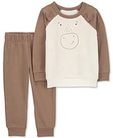 Carter's Toddler Boys Fuzzy Moose Pullover & Fleece Pants, 2 Piece Set