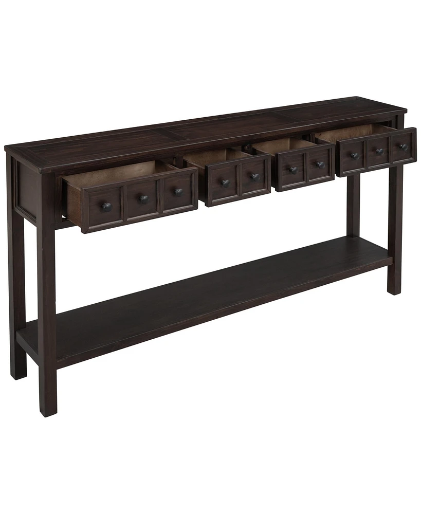Slickblue Rustic Entryway Console Table, 60" Long Sofa Table with two Different Drawers and Bottom Shelf for Storage