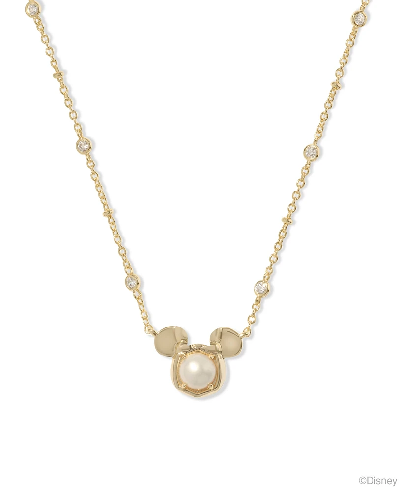 Kendra Scott 14k Gold-Plated Cubic Zirconia & Cultured Freshwater Pearl Minnie Mouse 14" Adjustable Pendant Necklace